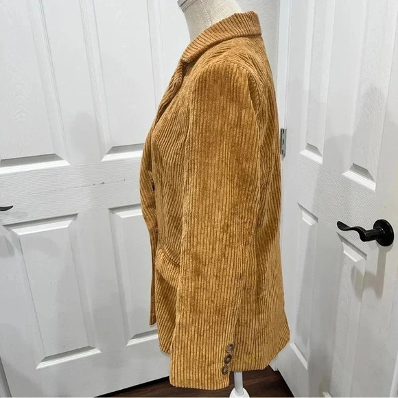 Hem and Thread Corduroy, Floral lined, Double breasted, blazer, jacket w pockets - Picture 5 of 14